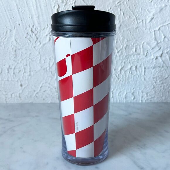Starbucks 2009 Travel Mug 12oz Peppermint Candy Cane Red White Swirl - Picture 5 of 7
